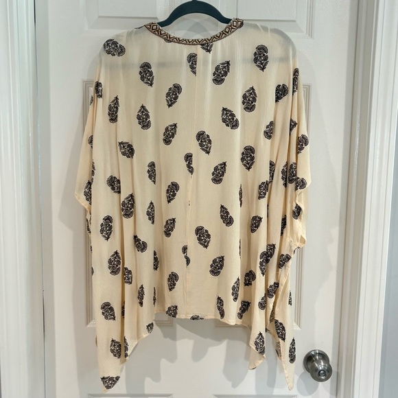 Style & Co. Open Front Cardigan Kimono 2X Tassel Beachy Vacay Travel Boho Cream - Picture 5 of 16